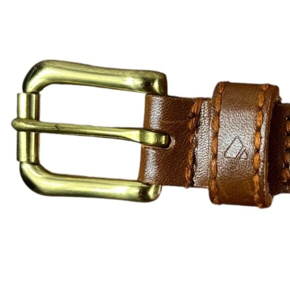 Vintage Liz Claiborne Brown Leather Braided Belt Solid Brass Buckle Size Small - Picture 3 of 11